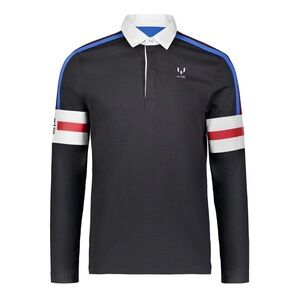 ✨Host pick✨Messi Collection Stylish Black Polo with Blue and Red Stripes